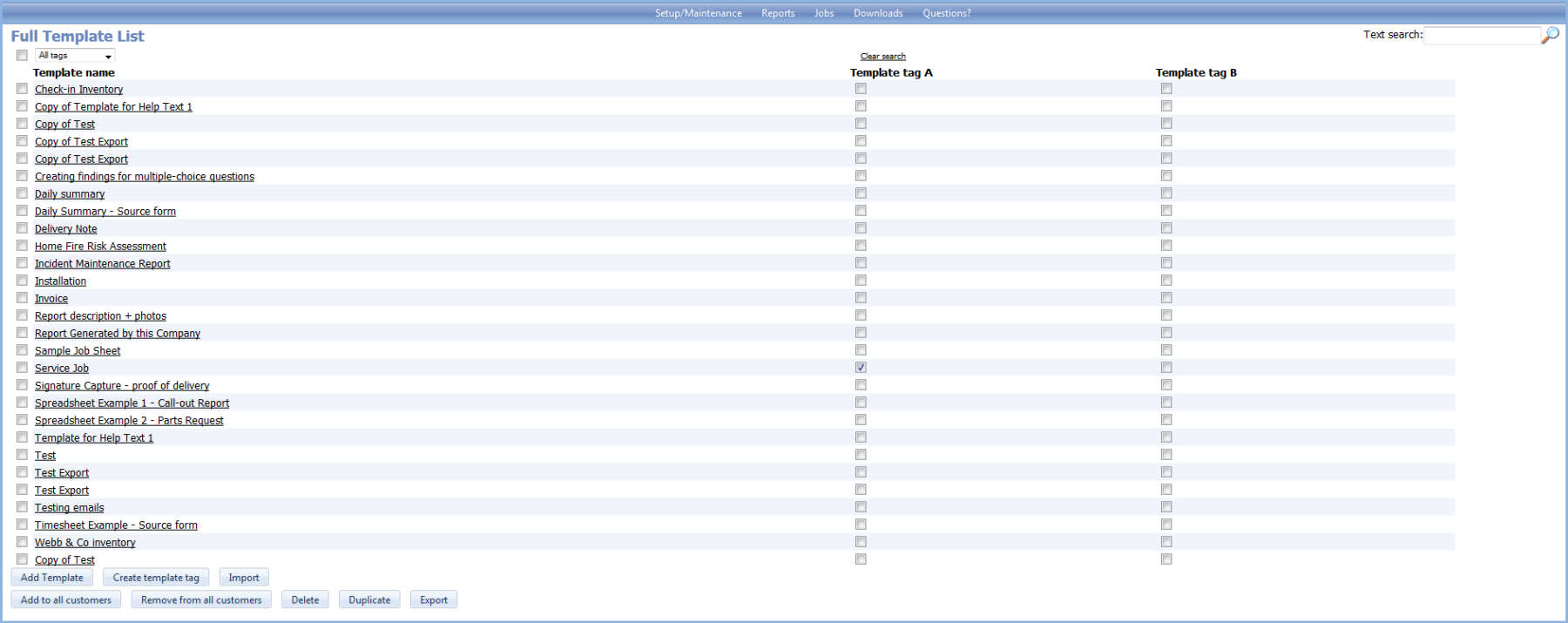 Template List